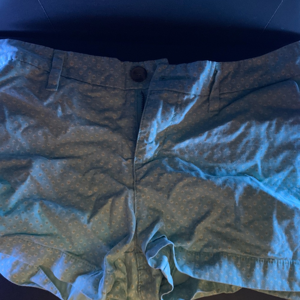 White blue flowered shorts